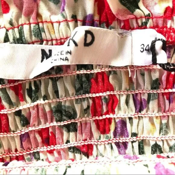 Na-kd Smocked Wildflower Print Cotton Dress NWT Size US XS (EUR 34)NWT - Picture 13 of 14